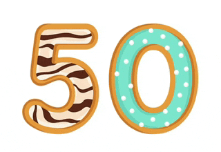 the number 50 is shaped like a donut with a zebra print
