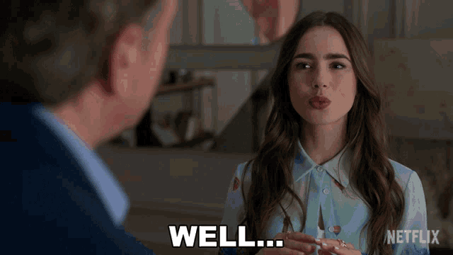a netflix ad shows a woman talking to a man and the words well