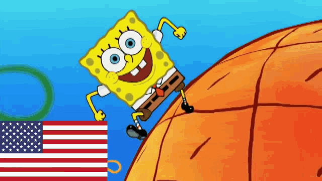 a cartoon of spongebob on top of a giant pineapple