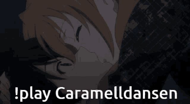 a picture of two people kissing with the words play carameldansen written below them