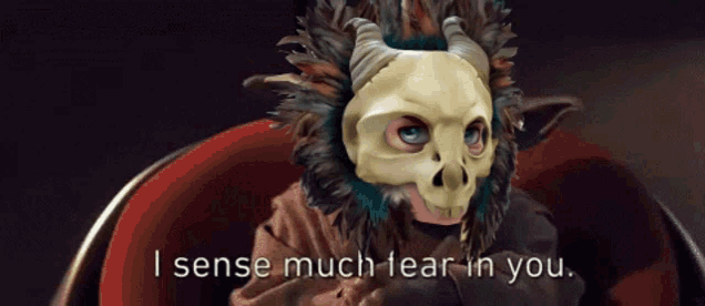 a cartoon character with horns and feathers on his head says i sense much lear in you