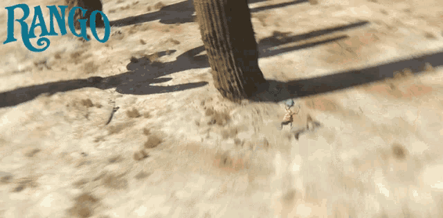 a person running in the sand with the word rango above them