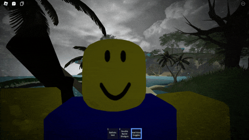 a screenshot of a video game with a smiley face and a blue button that says double barrel