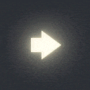 a white arrow pointing down in the dark