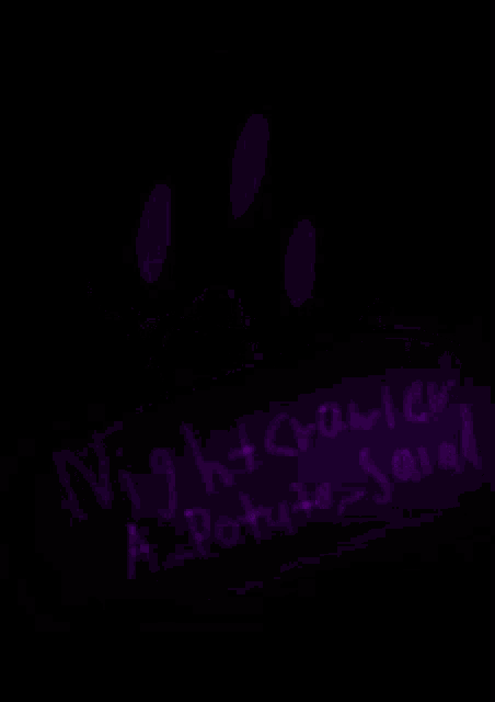 a drawing of night crawler a potato salad with a purple background
