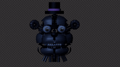 a 3d model of a teddy bear with purple ears