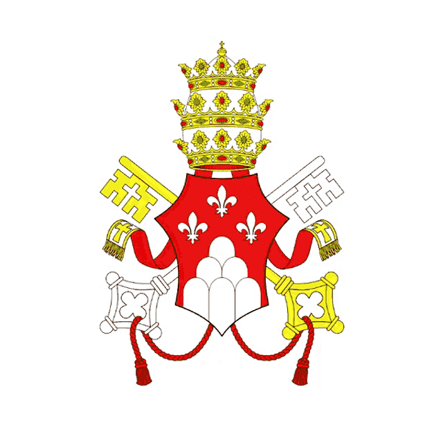 a coat of arms with a crown and keys