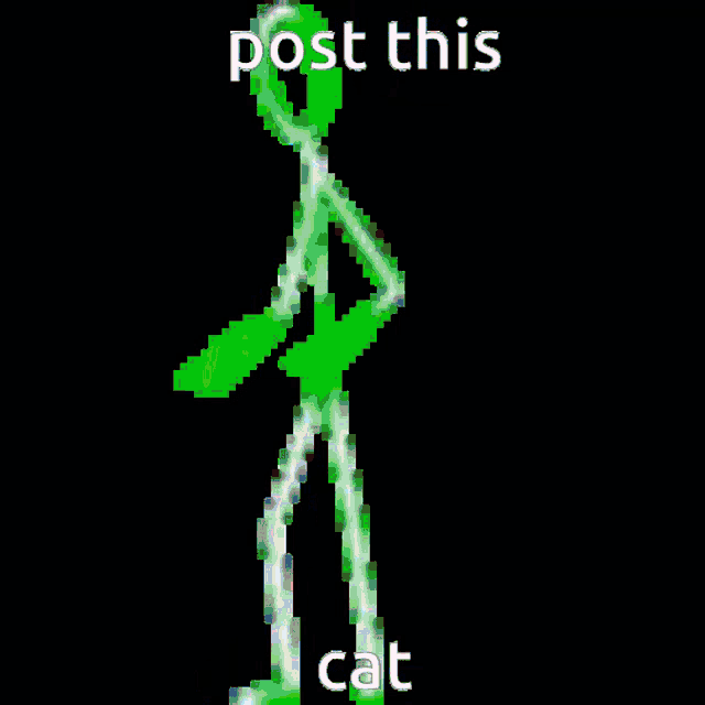 a pixel art drawing of a stick figure with the words post this cat below it