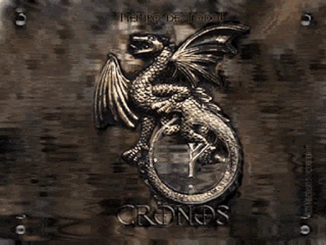 a clock with a dragon on it says cronas