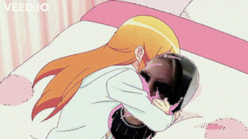 a cartoon of a girl hugging a skull with the words veed.io visible in the corner