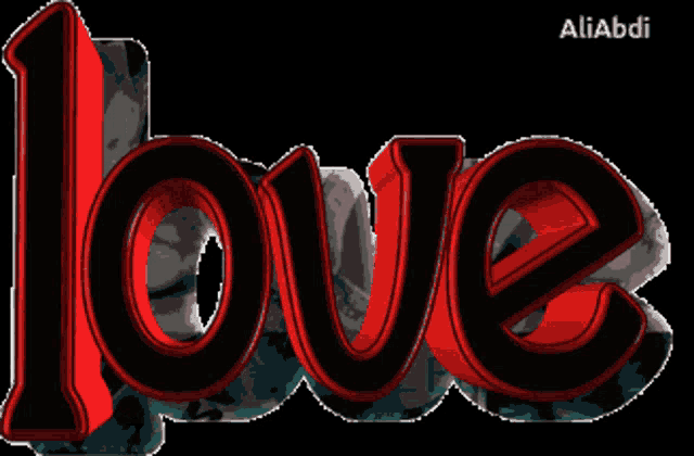 a black background with the word love in red
