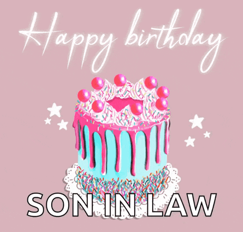 a birthday card for a son in law with a cake and sprinkles