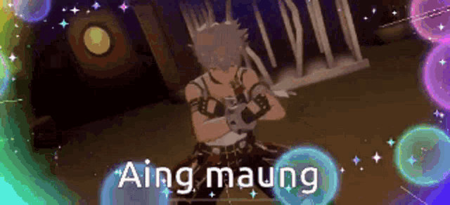 a cartoon character with the words aing maung written on it