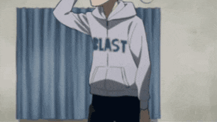 a boy wearing a hoodie that says blast is reaching out