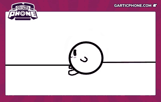 a gartic phone advertisement with a drawing of a face on it