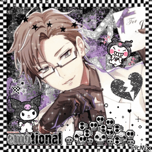 a picture of a man with glasses and a broken heart and the words emotional