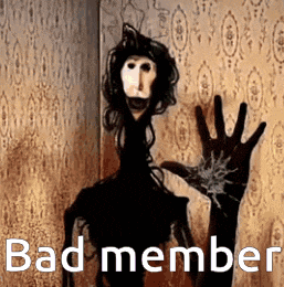 a picture of a bad member with a spider web on his hand .