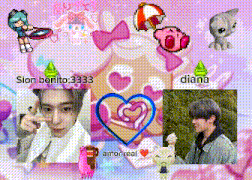 a collage of pictures of a boy and a girl with the name sion bonito 3333 and diana