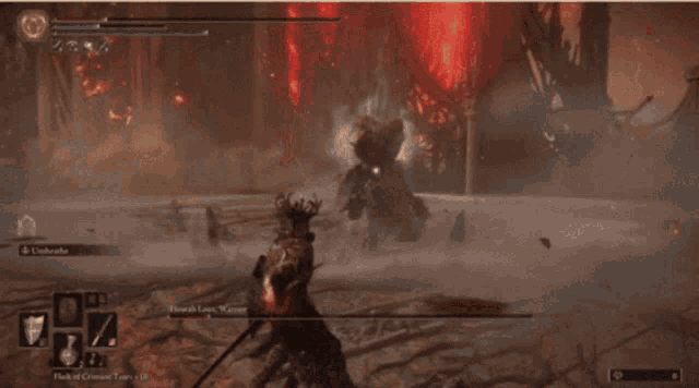 a screenshot of a video game with the name flash of crimson tears at the bottom