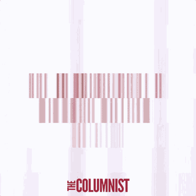 a close up of a man 's face with the columnist written in red