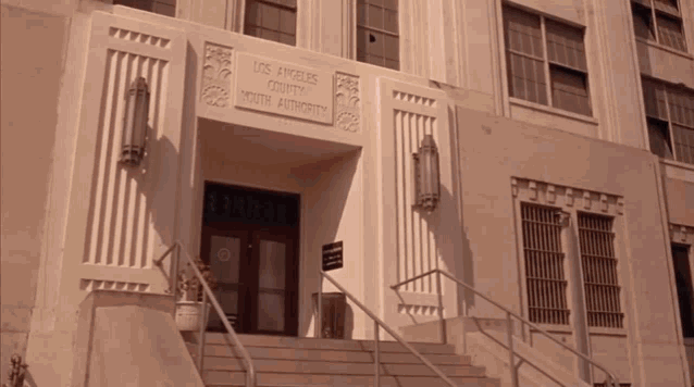 the los angeles county youth authority building has stairs leading up to the entrance