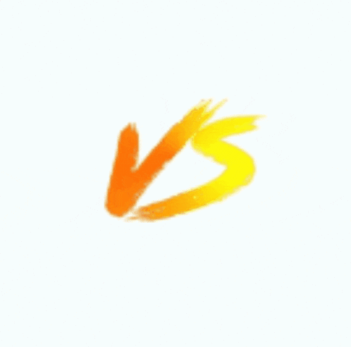 an orange and yellow brush stroke with the letter v on it