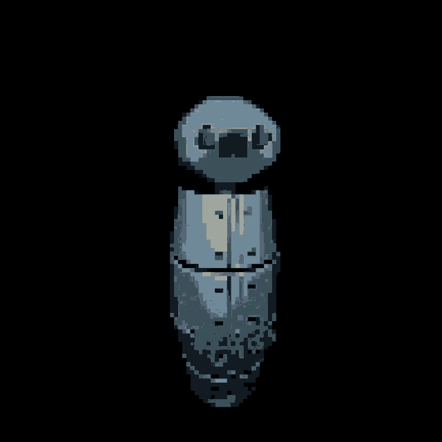 a pixel art drawing of a cylinder with a green circle on top of it