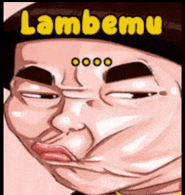 a cartoon of a man wearing a hat with the word lambemu on it