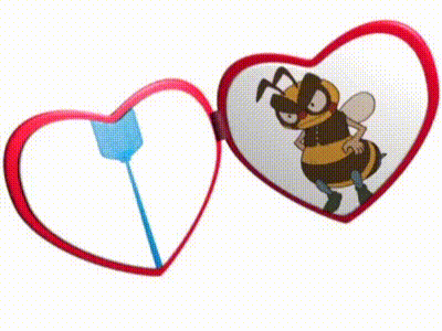 a bee in a mask is on a red heart