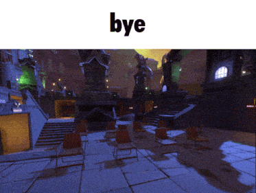 a screenshot of a video game with the word bye at the top