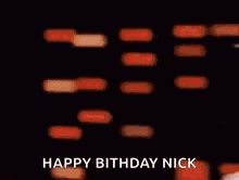 a blurry picture of a woman 's face with the words `` happy birthday nick '' written on it .