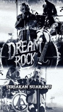 a poster for a band called dream rock shows a man singing into a microphone