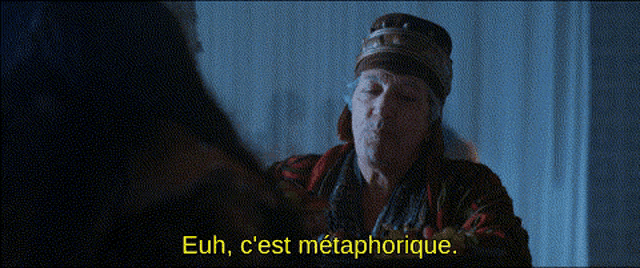 a woman in a hat says euh c'est metaphorique