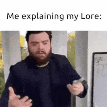 a man with a beard is standing in front of a whiteboard and explaining his lore .