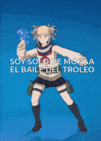 a picture of a girl dancing with the words soy solo de mokaa el baile del troleo on the bottom