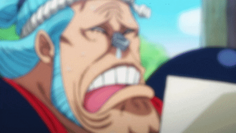 a close up of a cartoon character 's face with a nose ring .