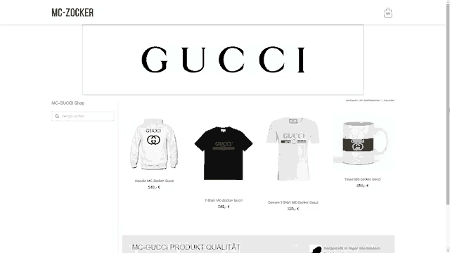 a gucci website shows a hoodie and a t-shirt