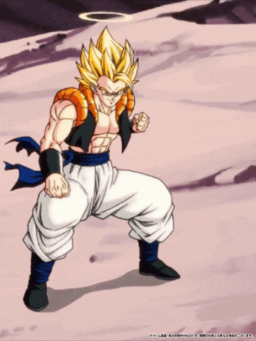 a drawing of gogeta from dragon ball z in a fighting pose