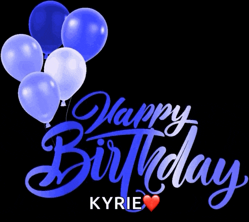 a birthday card with pink balloons and the name kyrie
