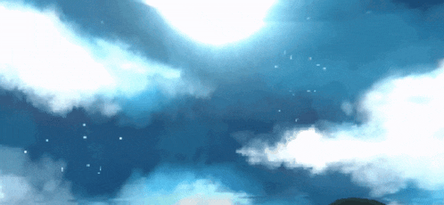 a painting of a blue sky with white clouds