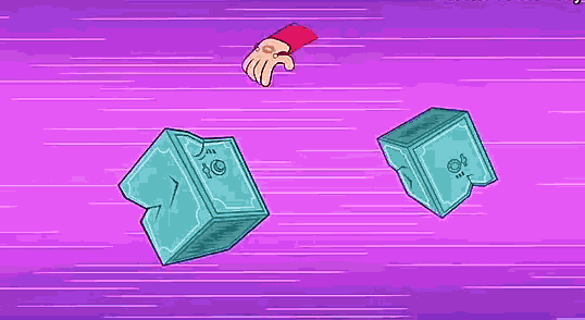 a cartoon character is flying through the air with a fist .