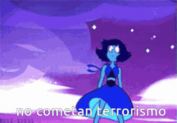 lapis lazuli from steven universe is standing in front of a purple background
