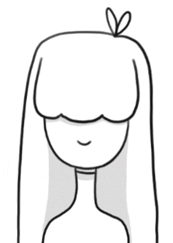 a black and white drawing of a girl with long hair and a heart on her hair .