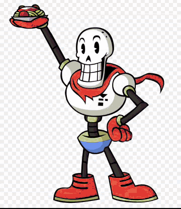 a cartoon drawing of papyrus and a drawing of sans from undertale .