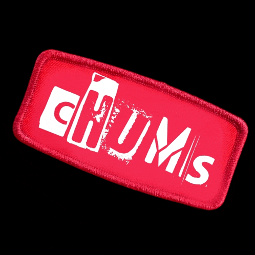 a red patch that says chums on a black background