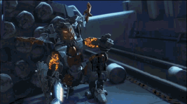 a robot with the letter h on its chest