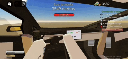a screenshot of a game that says sua jornada 3549 metros on it
