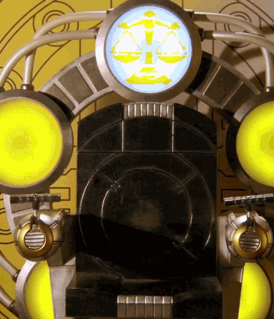 a machine with a scales of justice on it