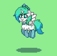 a pixel art drawing of a pony with a crown on its head .