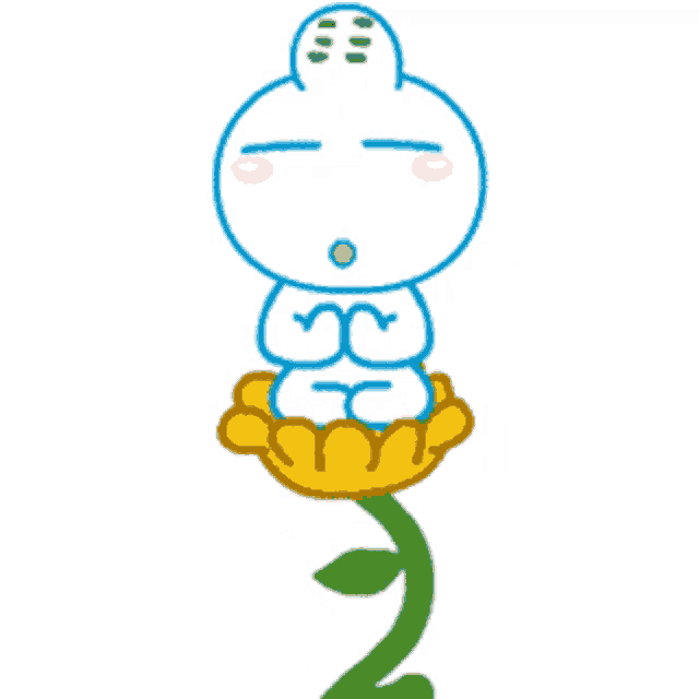 a cartoon character sitting on top of a flower